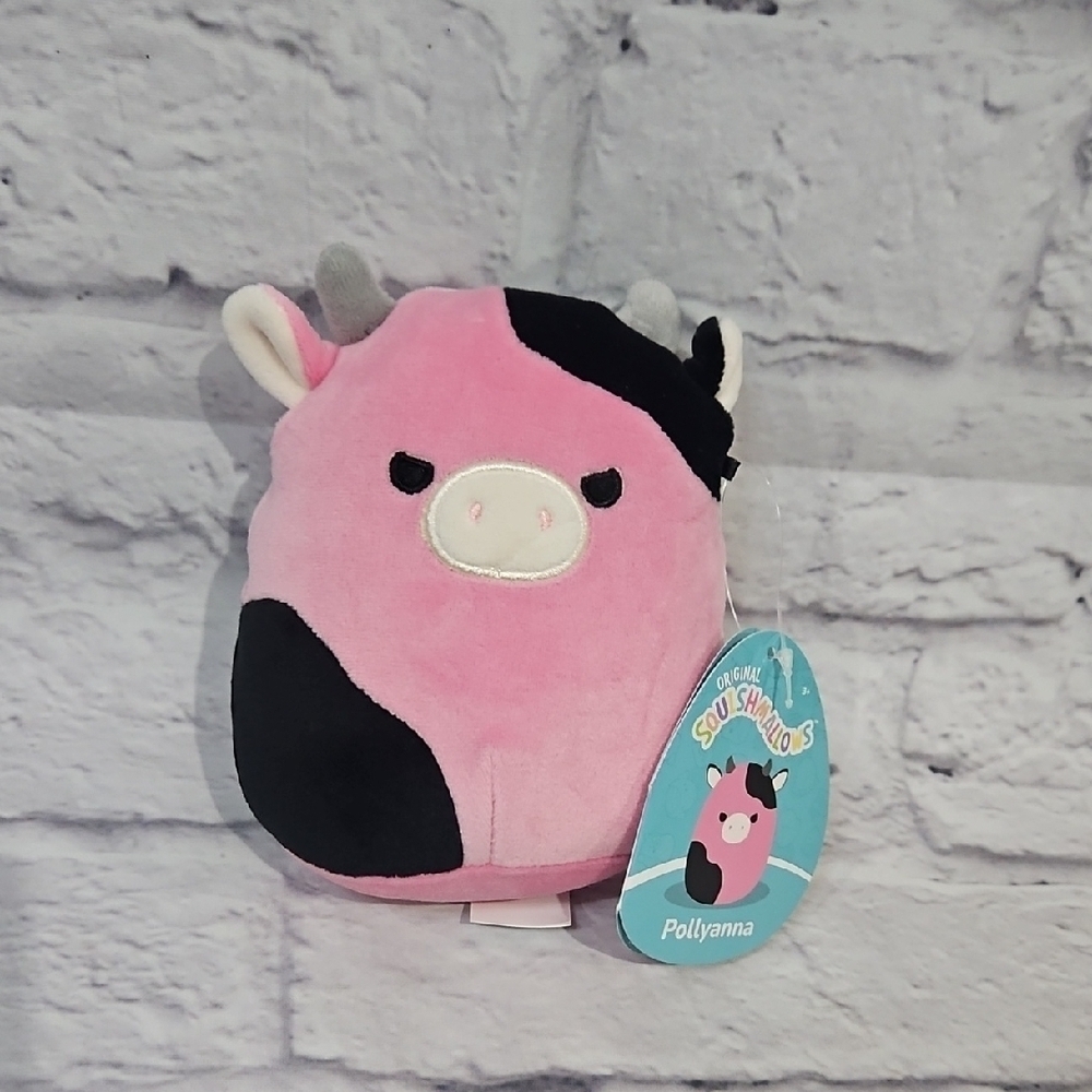 Squishmallows Pollyanna Cow Pink and Black Stuffed Animal